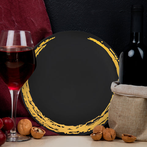 Black with Gold Moonlight Round Plastic Salad Plates (7.5