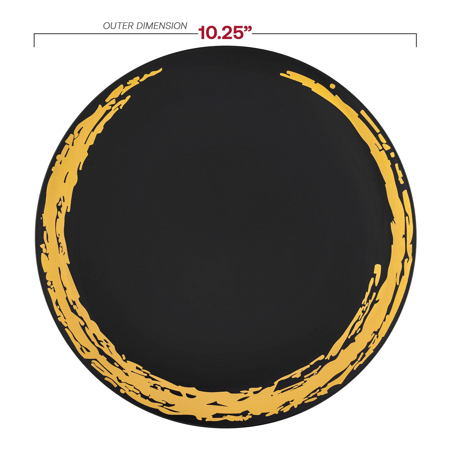 Black with Gold Moonlight Round Plastic Dinner Plates (10.25") | The Kaya Collection