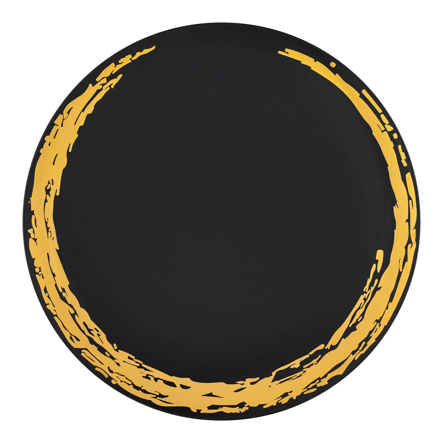 Black with Gold Moonlight Round Plastic Dinner Plates (10.25") | The Kaya Collection