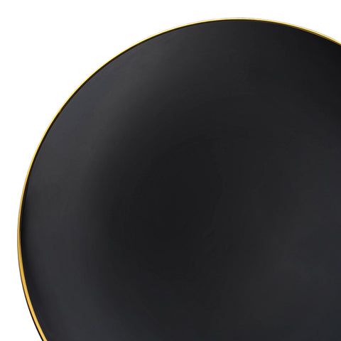 Black with Gold Rim Organic Round Disposable Plastic Appetizer/Salad Plates (7.5