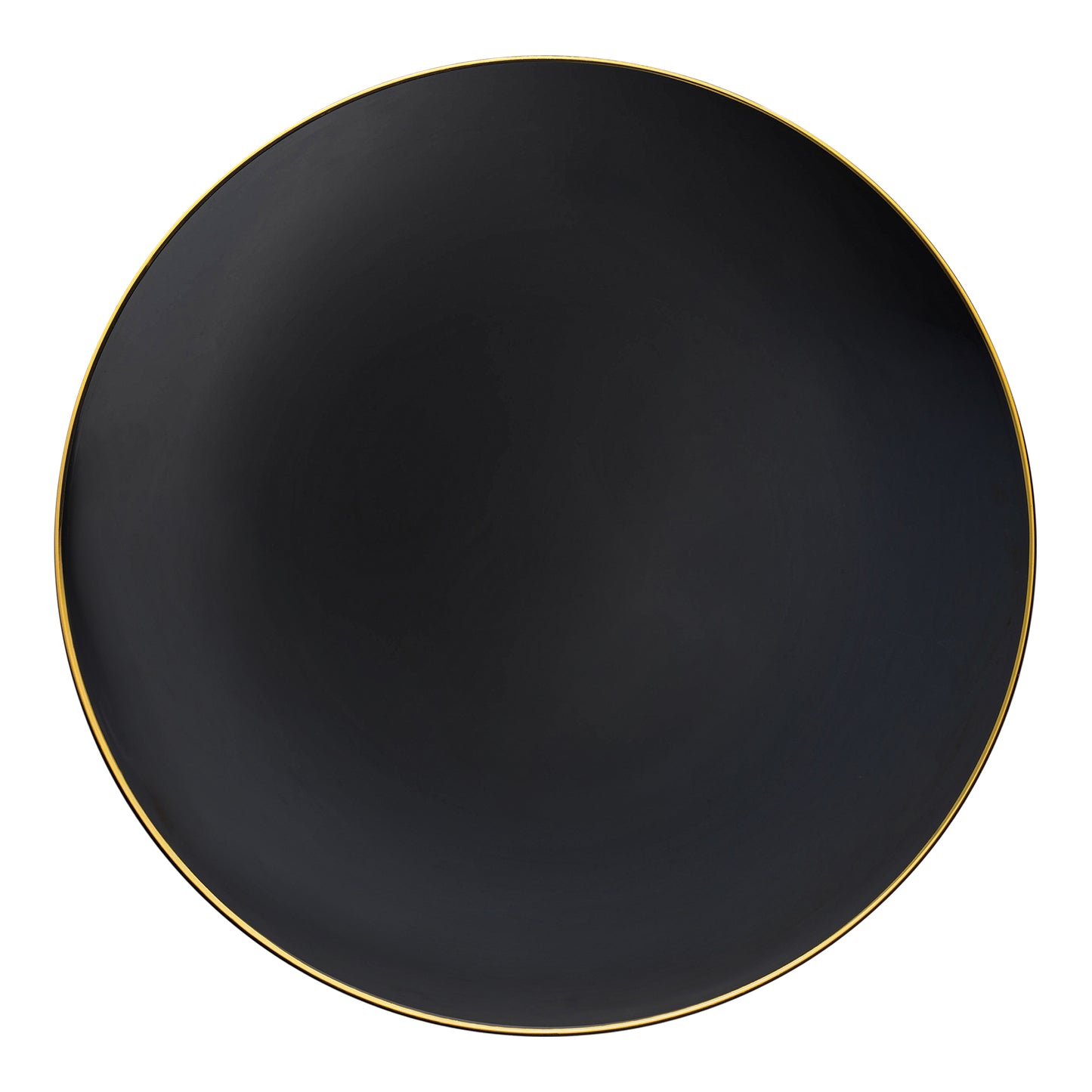 Black with Gold Rim Organic Round Disposable Plastic Appetizer/Salad Plates (7.5") | The Kaya Collection