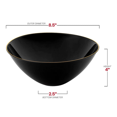 Black with Gold Rim Organic Round Disposable Plastic Bowls (32 oz.) Dimension | The Kaya Collection