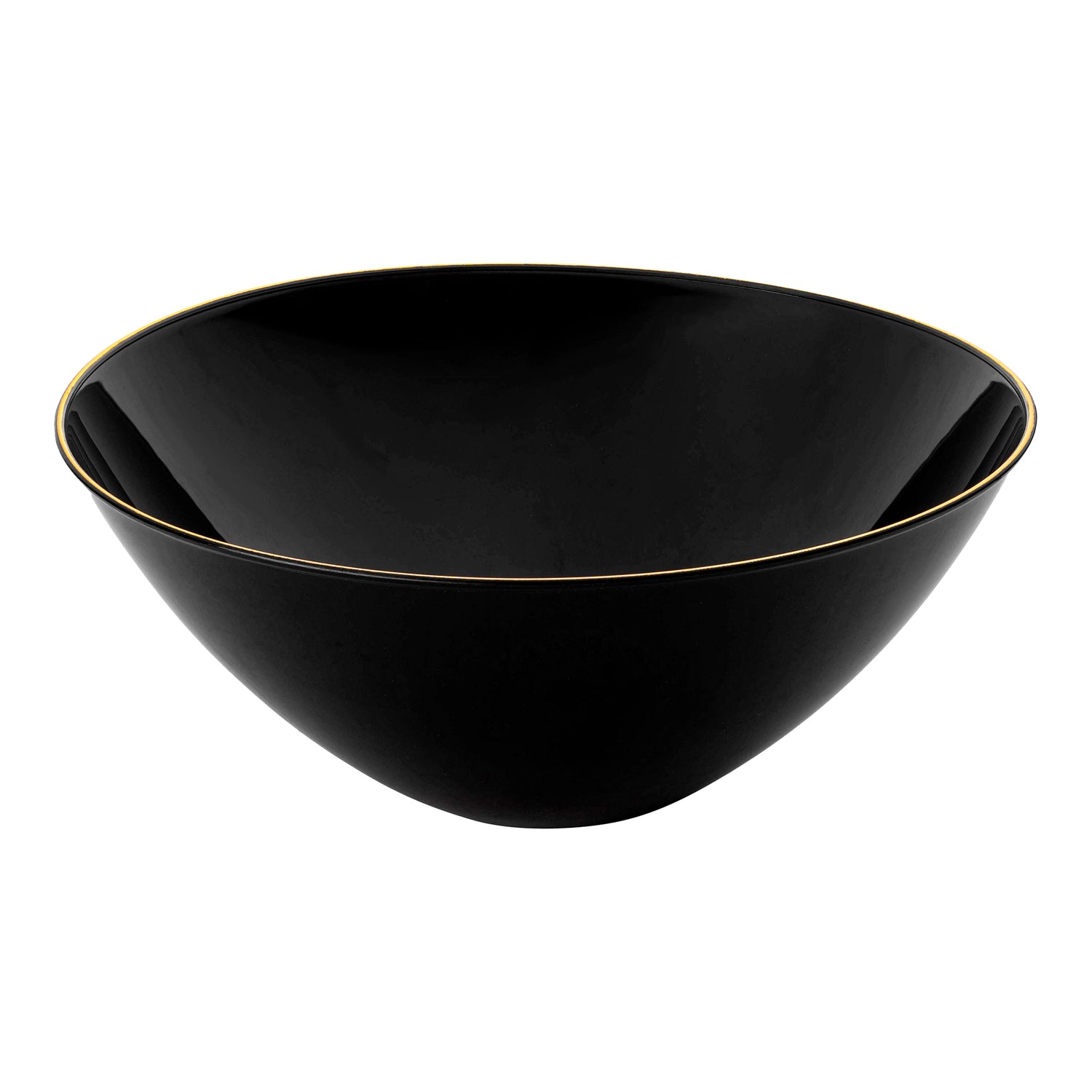 Black with Gold Rim Organic Round Disposable Plastic Bowls (32 oz.) | The Kaya Collection