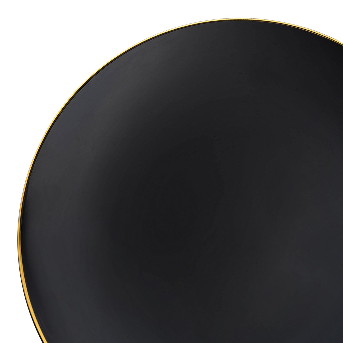 Black with Gold Rim Organic Round Disposable Plastic Dinner Plates (10.25") | The Kaya Collection