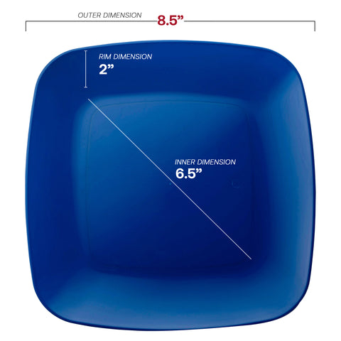 Blue Flat Rounded Square Plastic Buffet Plates (8.5