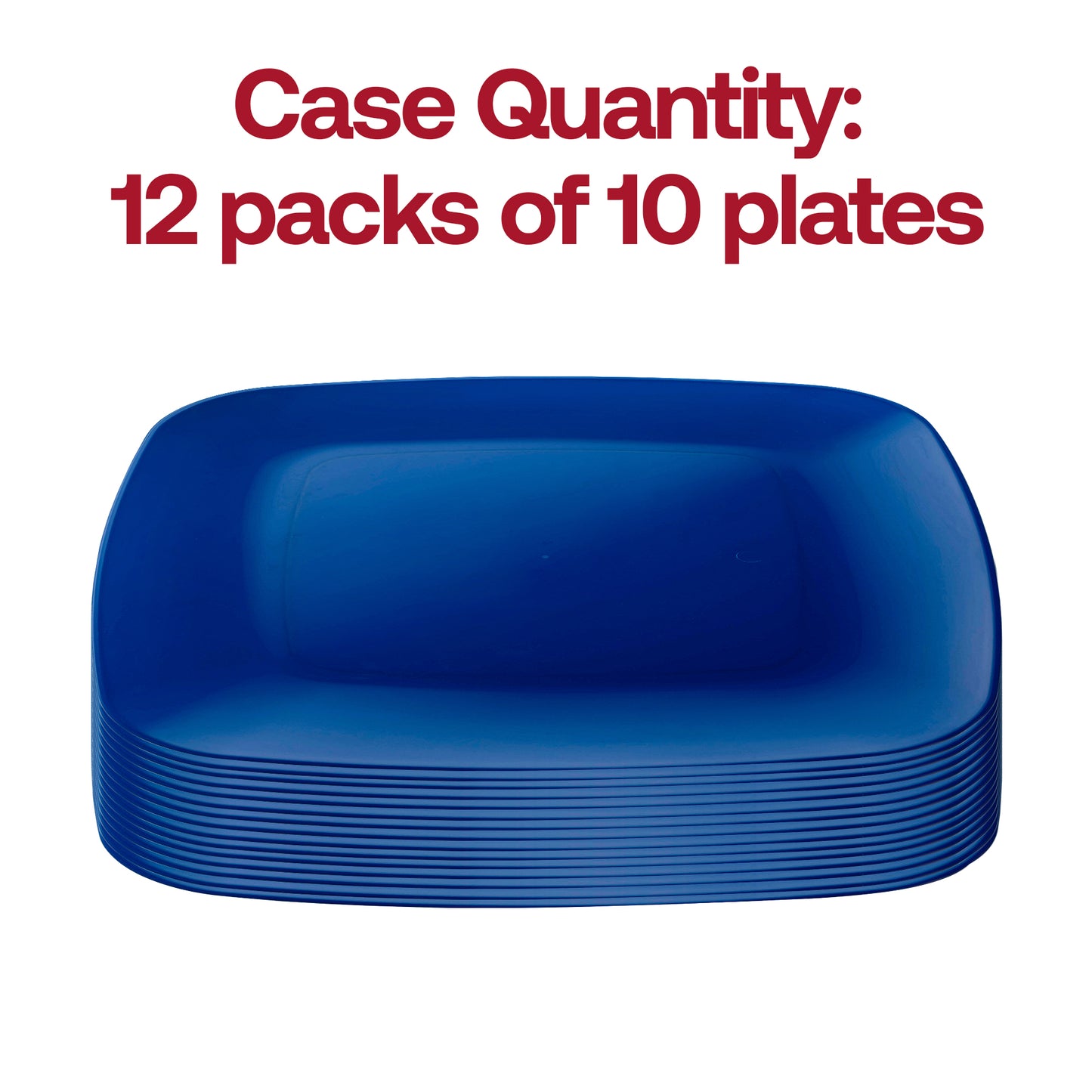 Blue Flat Rounded Square Plastic Buffet Plates (8.5")