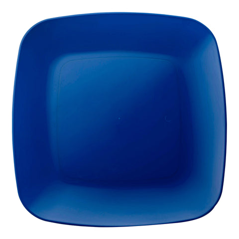 Blue Flat Rounded Square Plastic Buffet Plates (8.5
