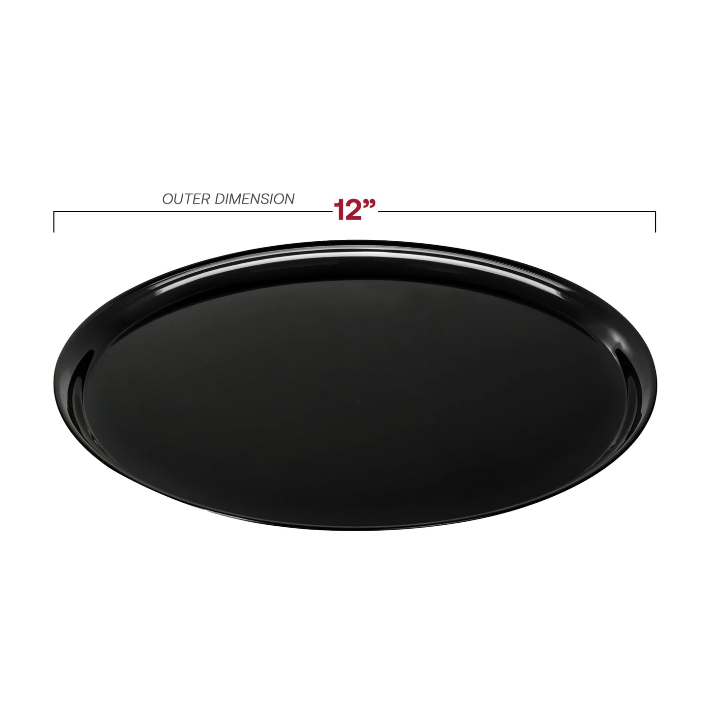 12" Black Round Plastic Trays