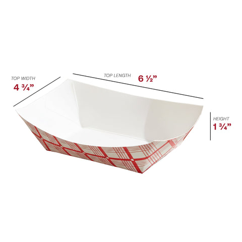 2 lb Red Plaid Paper Food Trays