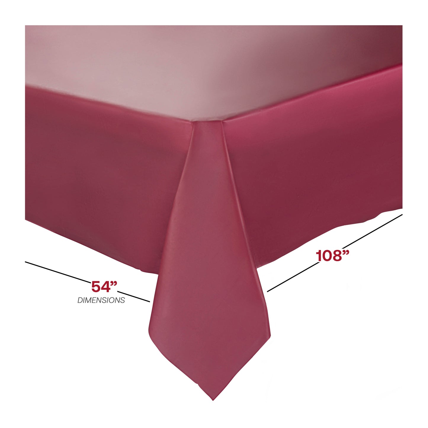 Burgundy Rectangular Plastic Tablecloths (54" x 108")