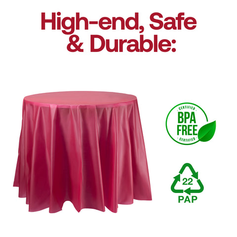 Burgundy Round Plastic Tablecloths (84