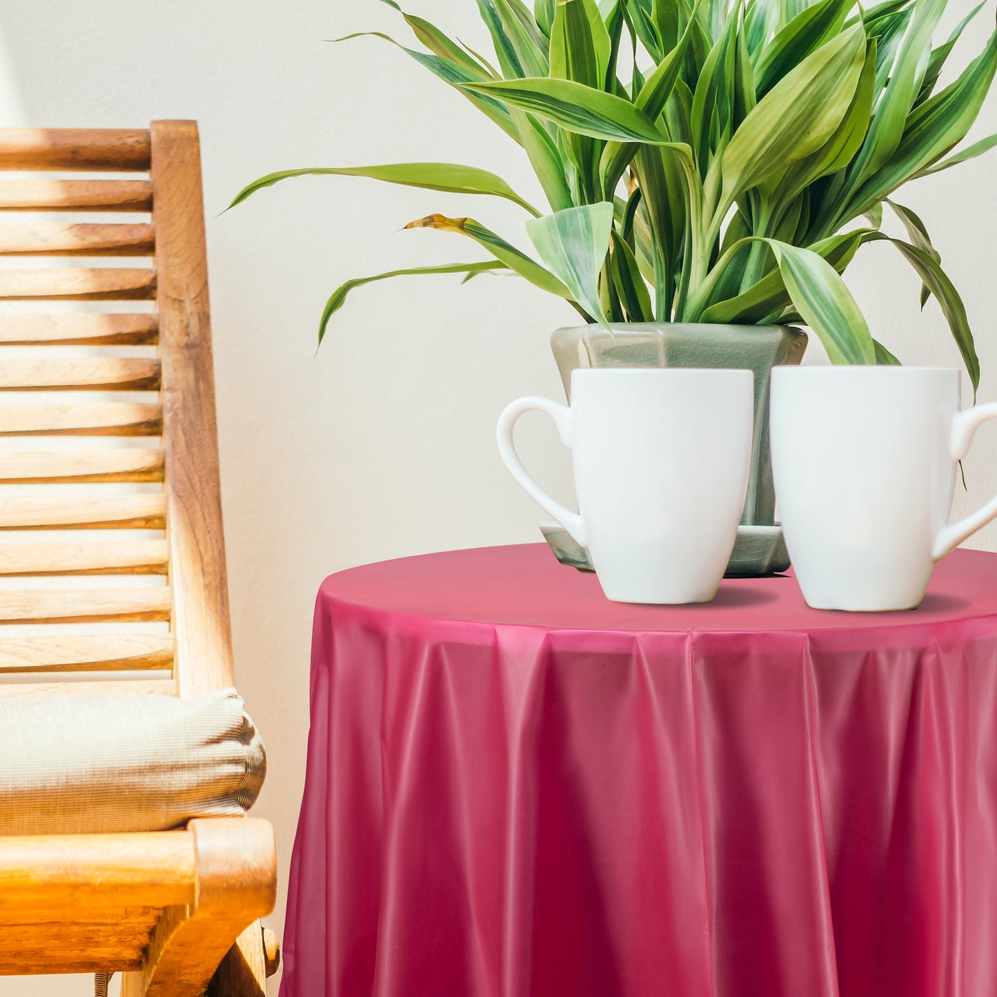 Burgundy Round Plastic Tablecloths (84")