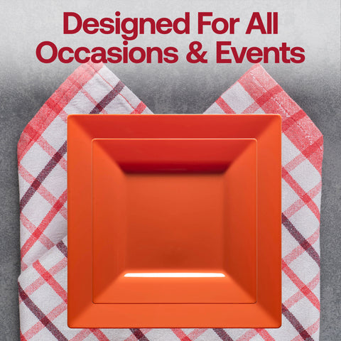 Burnt Orange Square Disposable Plastic Cake Plates (6.5