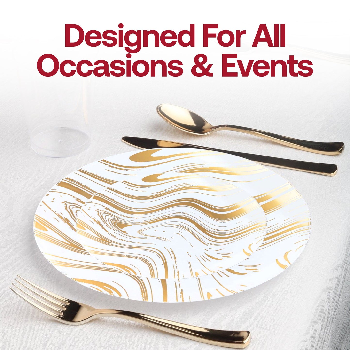 White with Gold Waves Plastic Appetizer/Salad Plates (7.5")
