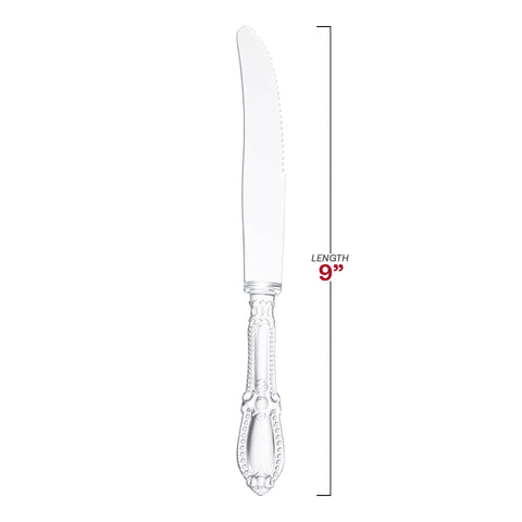 Clear Baroque Disposable Plastic Dinner Knives Dimension | The Kaya Collection