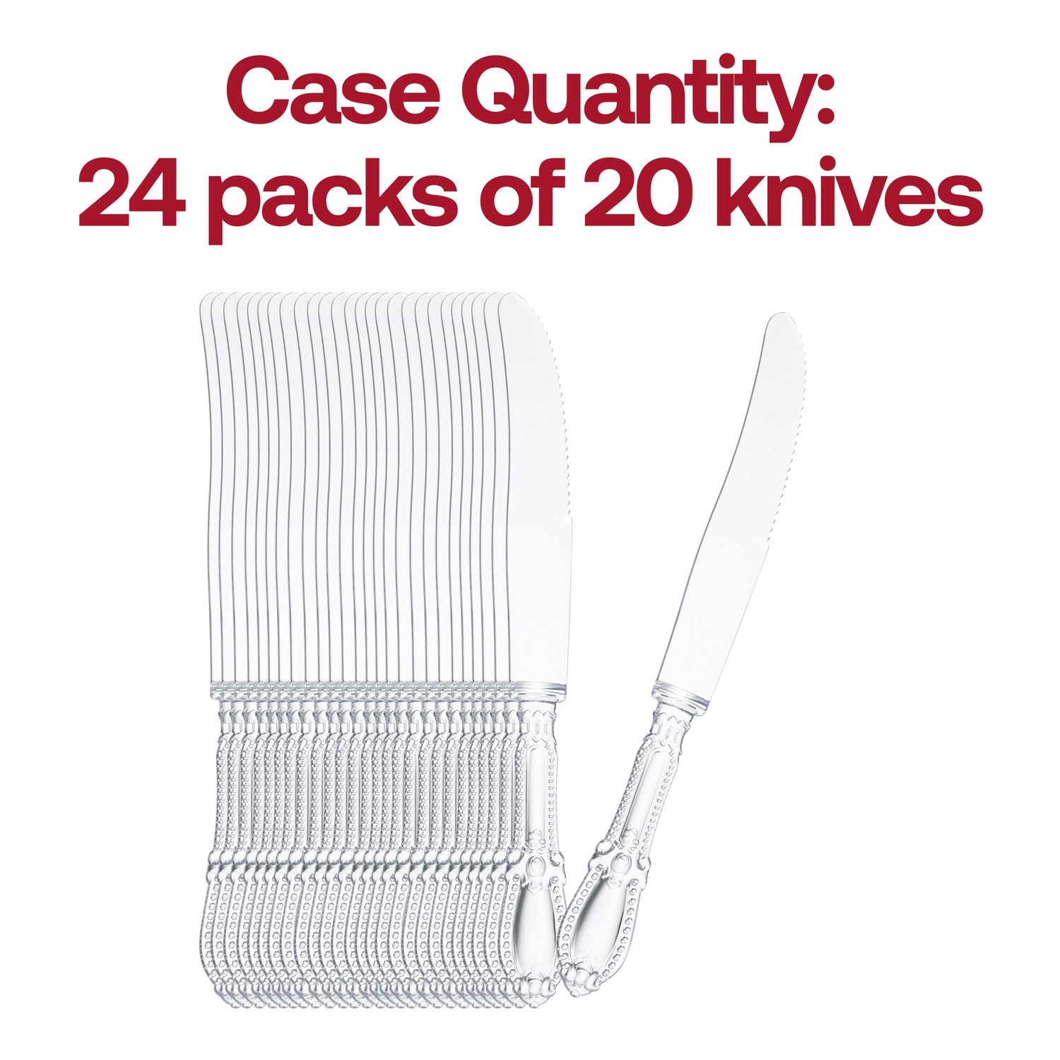 Clear Baroque Disposable Plastic Dinner Knives Quantity | The Kaya Collection