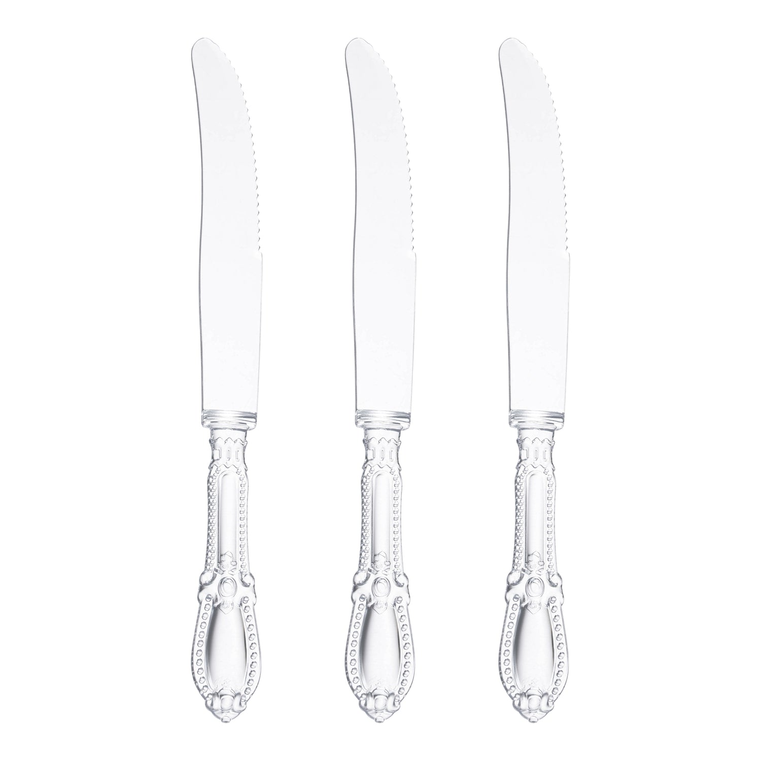 Clear Baroque Disposable Plastic Dinner Knives Secondary | The Kaya Collection