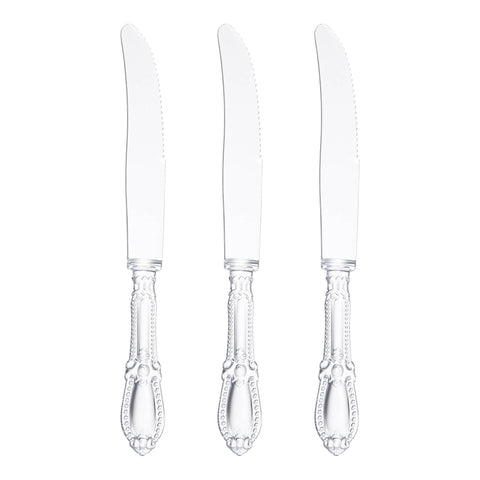 Clear Baroque Disposable Plastic Dinner Knives Secondary | The Kaya Collection