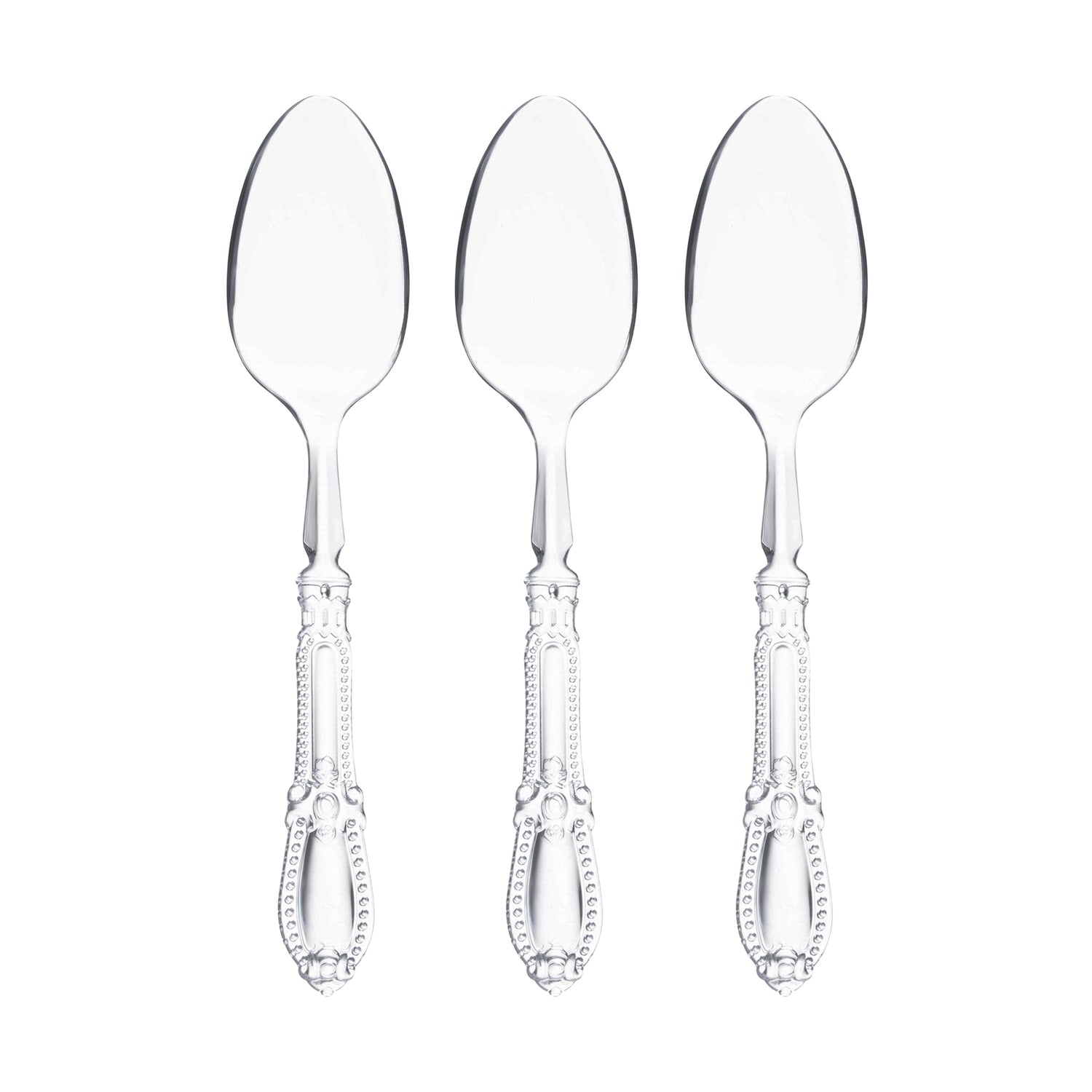 Clear Baroque Disposable Plastic Dinner Spoons Secondary | The Kaya Collection