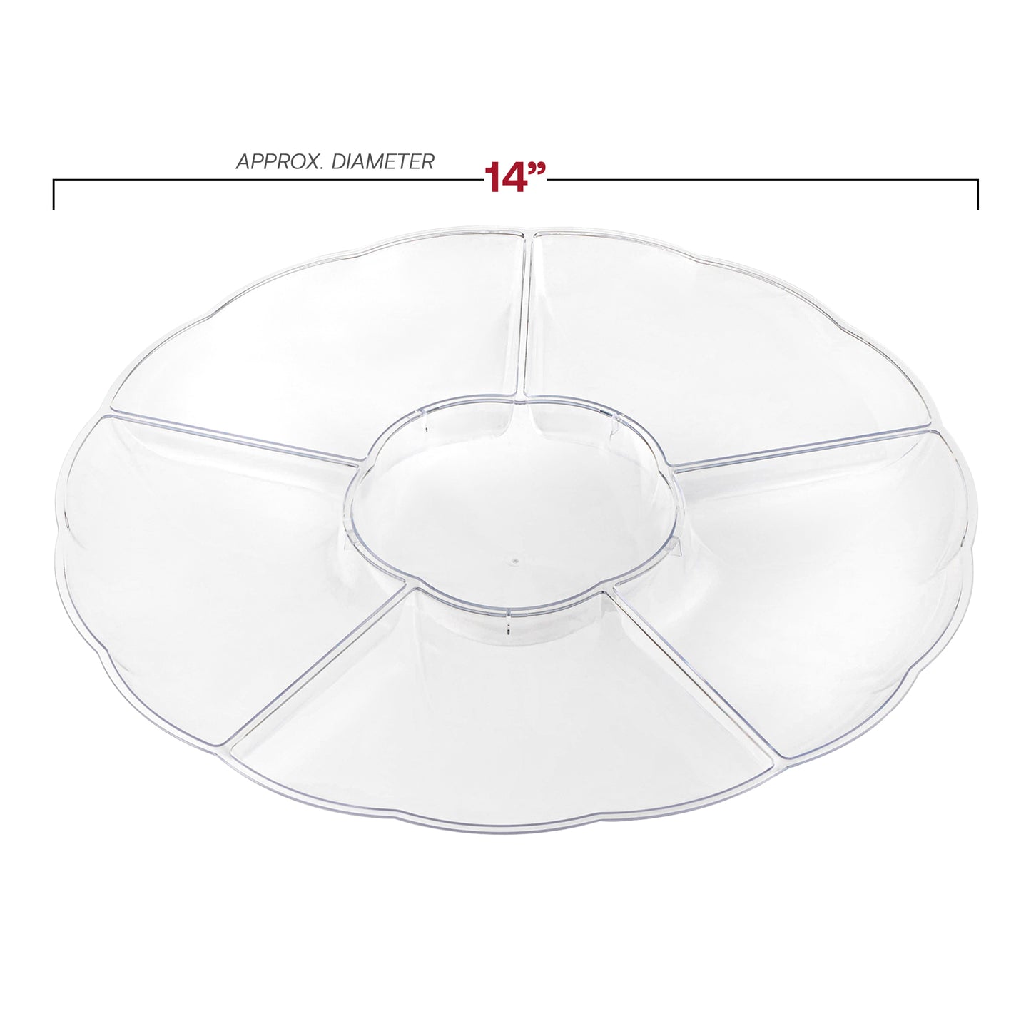 Clear Big 6-Partition Round Plastic Disposable Trays