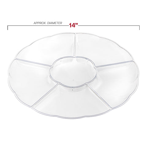 Clear Big 6-Partition Round Plastic Disposable Trays
