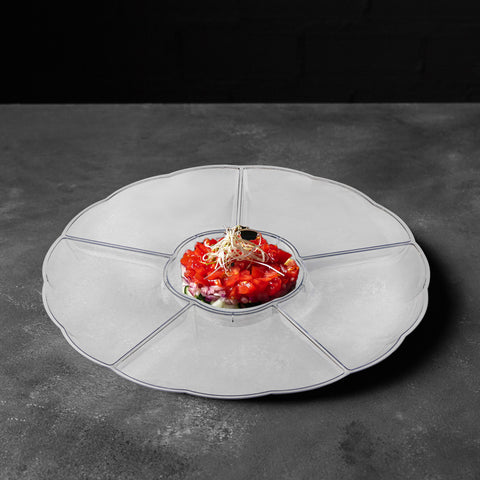 Clear Big 6-Partition Round Plastic Disposable Trays