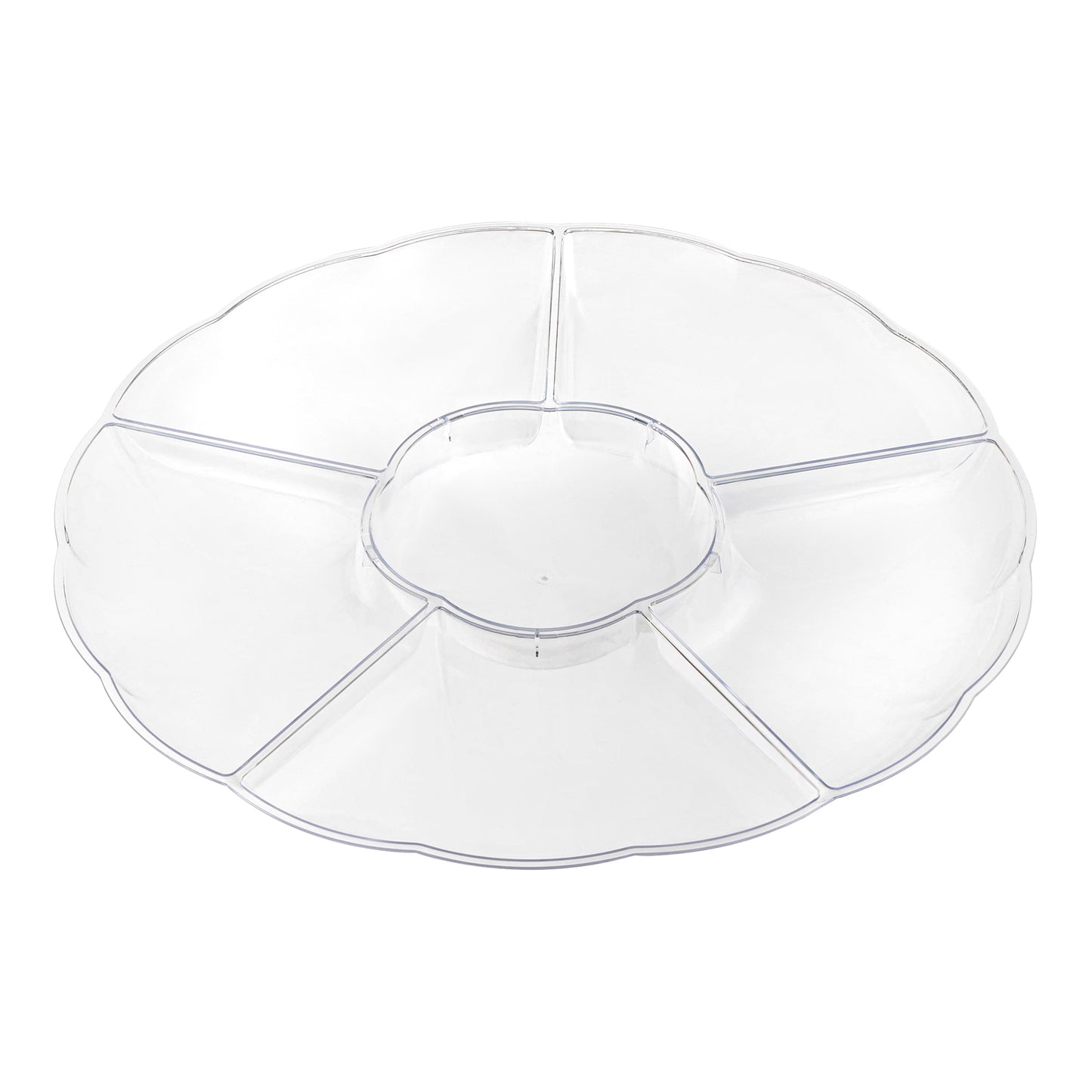Clear Big 6-Partition Round Plastic Disposable Trays