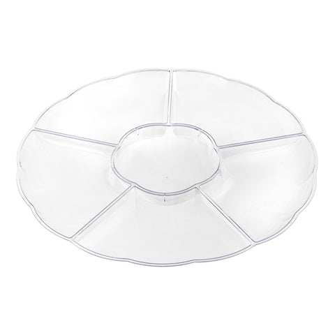 Clear Big 6-Partition Round Plastic Disposable Trays