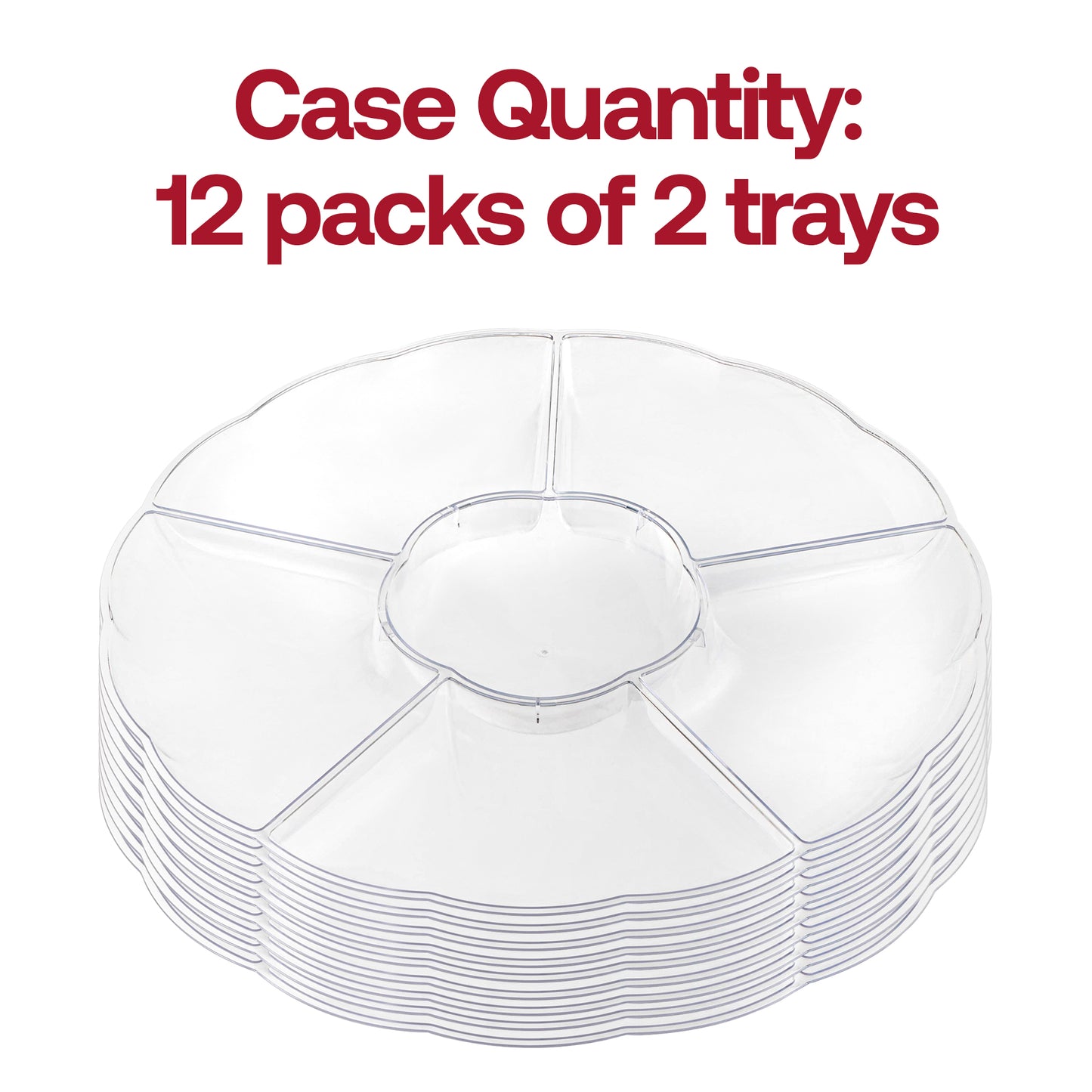 Clear Big 6-Partition Round Plastic Disposable Trays