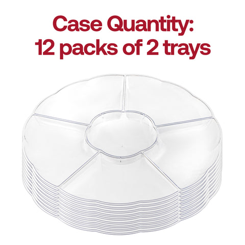 Clear Big 6-Partition Round Plastic Disposable Trays