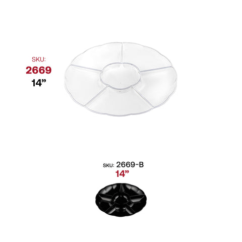Clear Big 6-Partition Round Plastic Disposable Trays