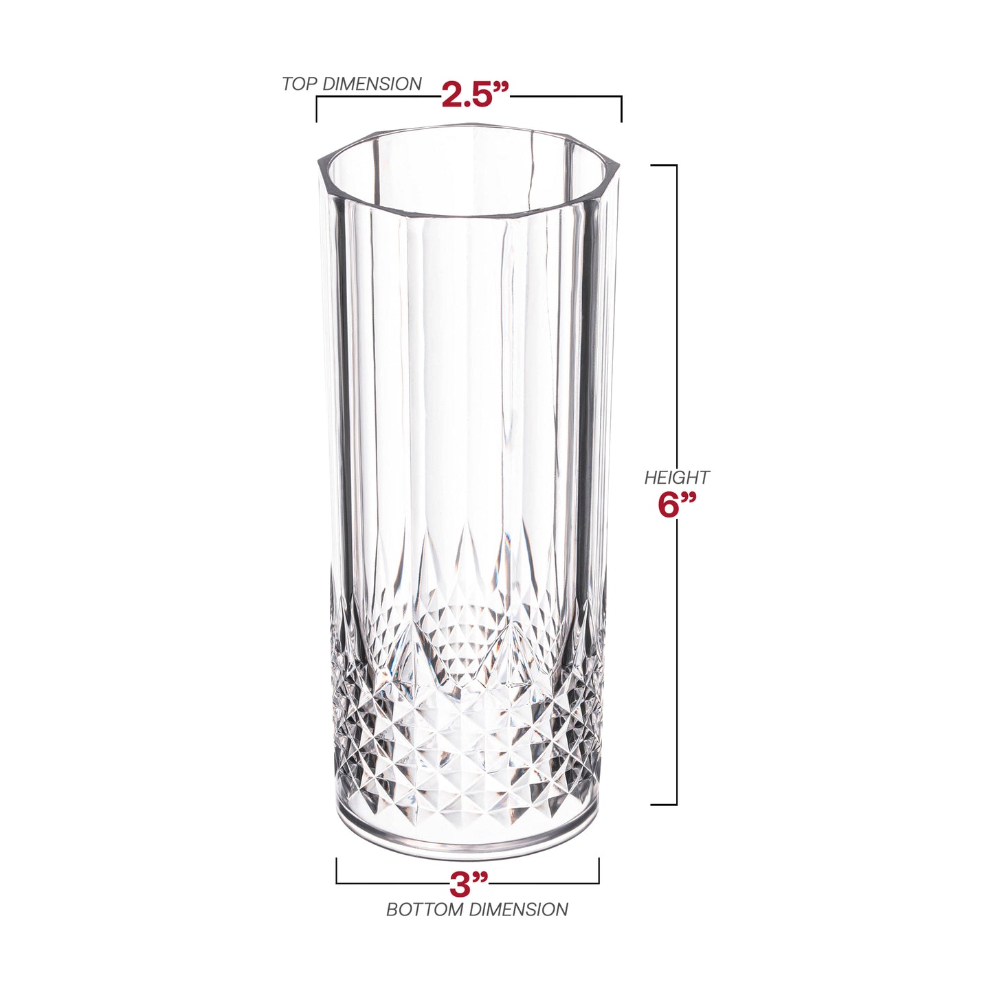 14 oz. Clear Crystal Cut High Ball Disposable Plastic Glasses