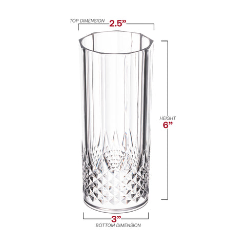 14 oz. Clear Crystal Cut High Ball Disposable Plastic Glasses