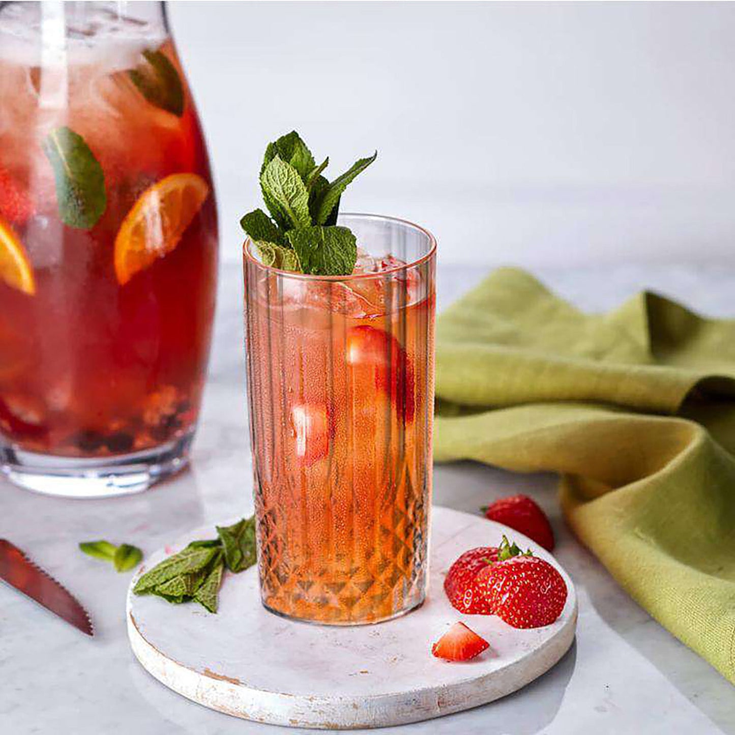 14 oz. Clear Crystal Cut High Ball Disposable Plastic Glasses