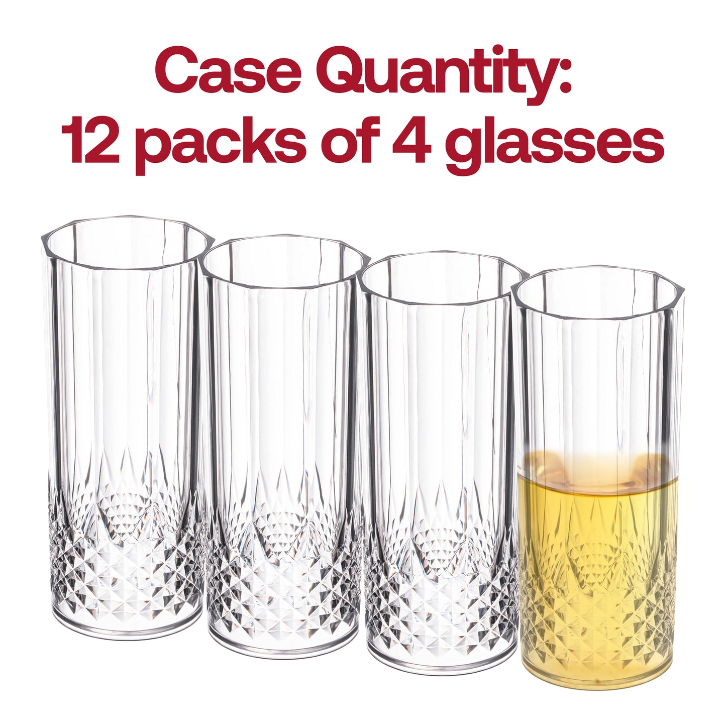 14 oz. Clear Crystal Cut High Ball Disposable Plastic Glasses