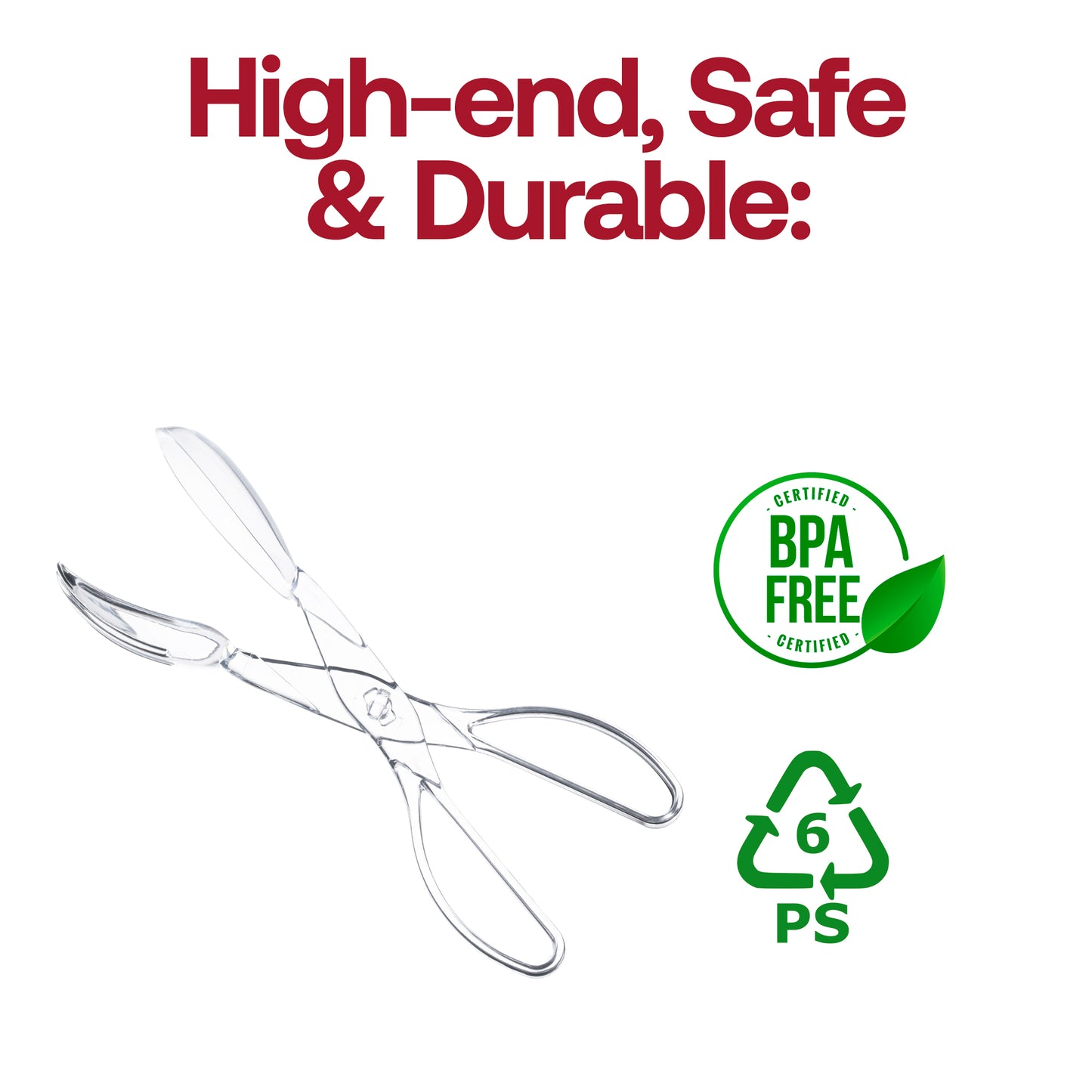 Clear Plastic Disposable Serving Salad Scissor Tongs