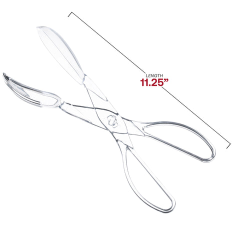 Clear Plastic Disposable Serving Salad Scissor Tongs