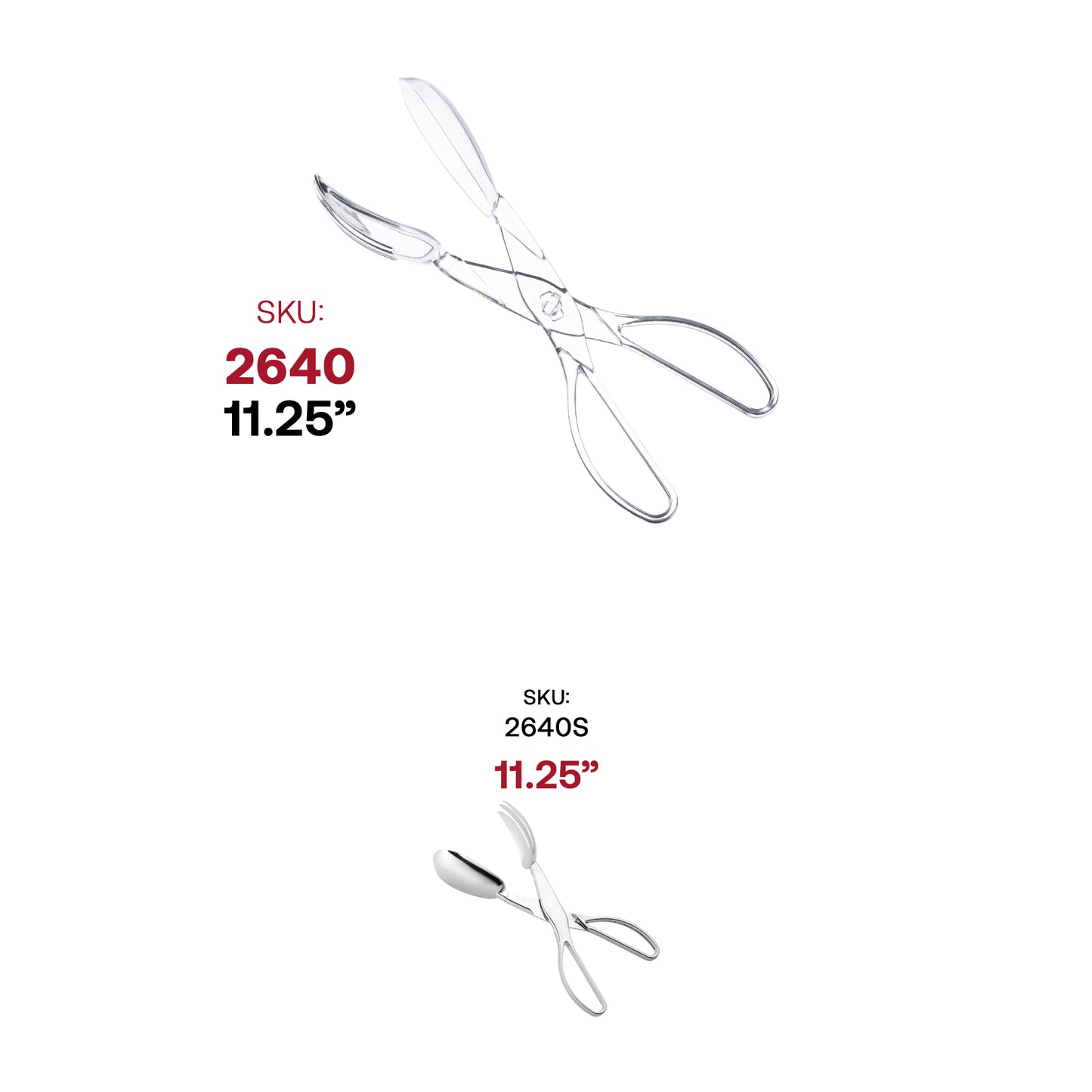 Clear Plastic Disposable Serving Salad Scissor Tongs