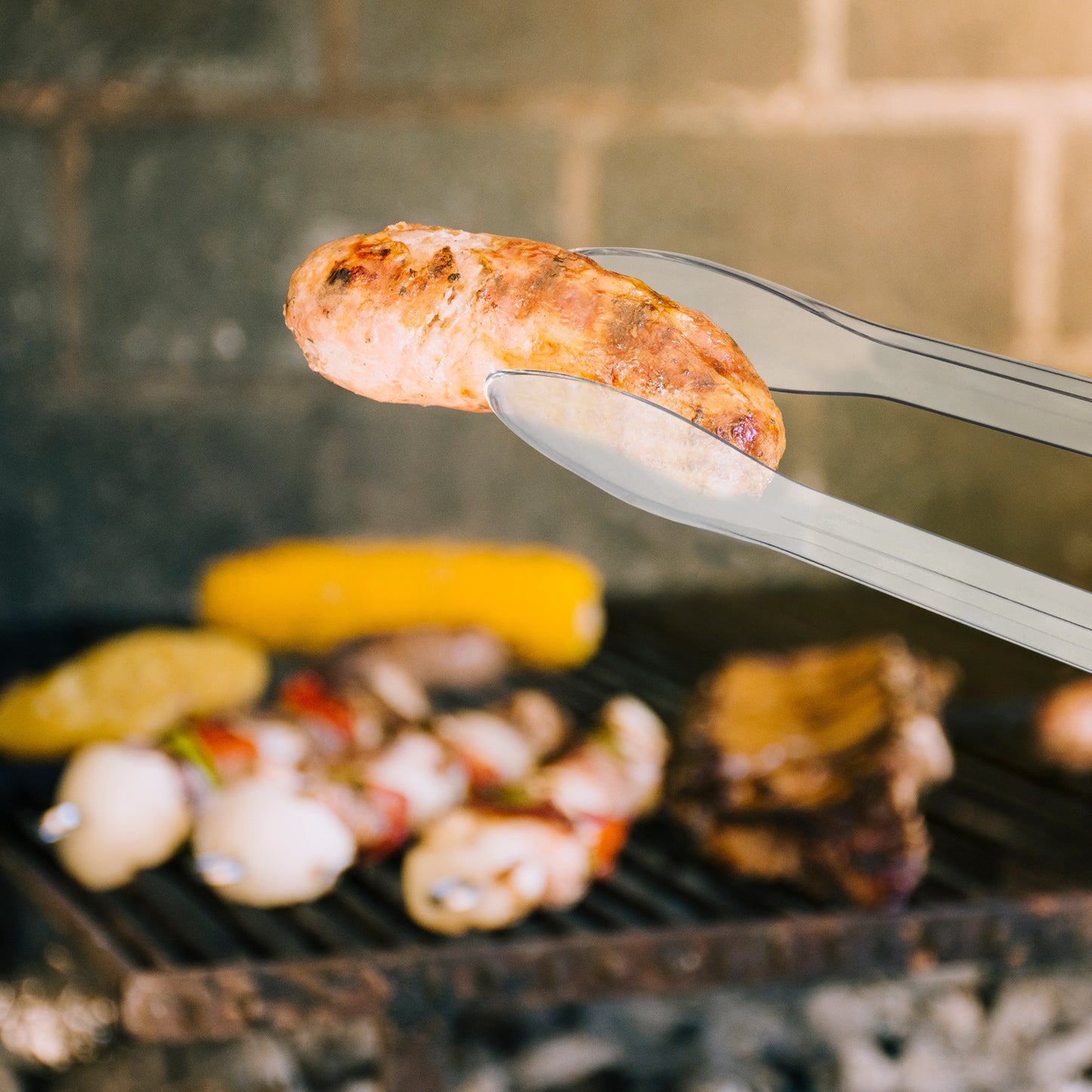 12" Clear Large Disposable Plastic Serving Tongs