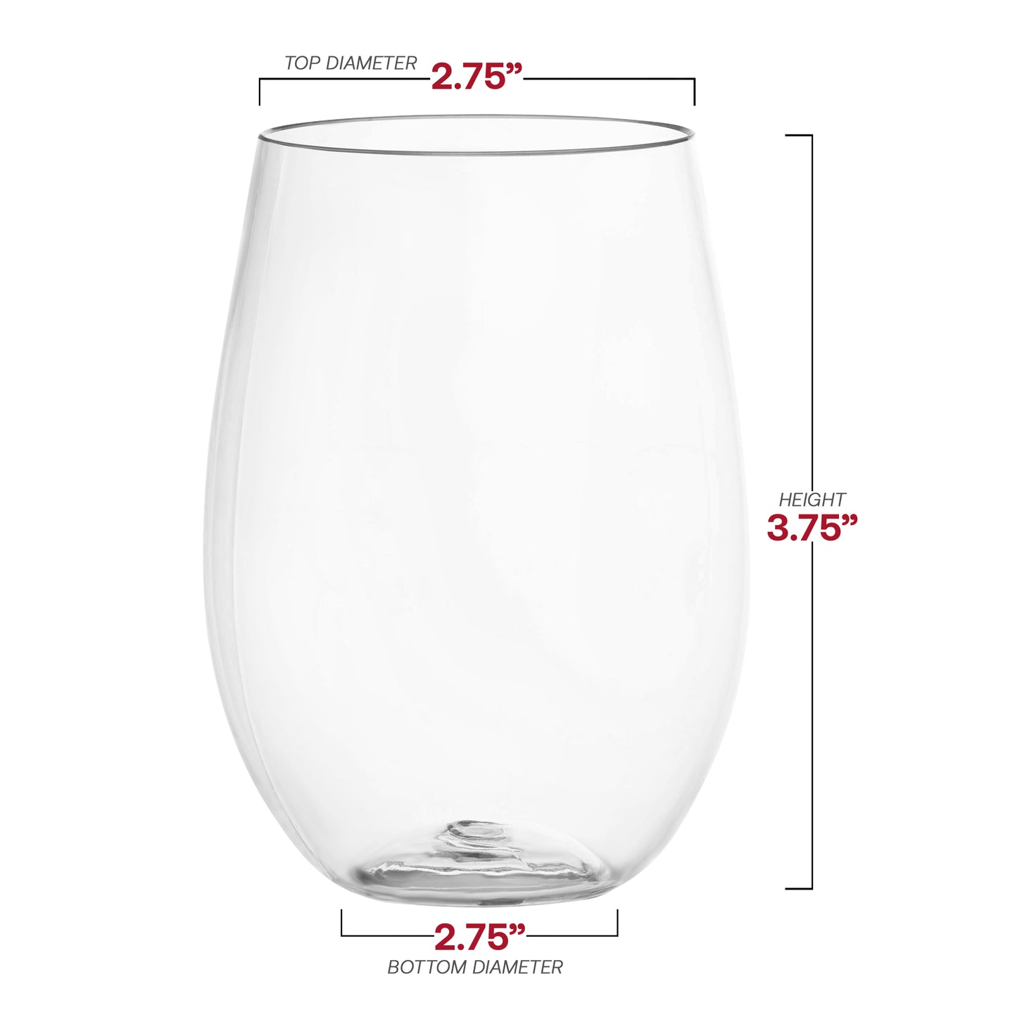 16 oz. Clear Stemless Disposable Plastic Wine Glasses