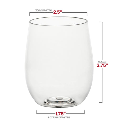 12 oz. Clear Elegant Stemless Disposable Plastic Wine Glasses
