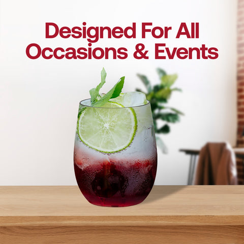 12 oz. Clear Elegant Stemless Disposable Plastic Wine Glasses
