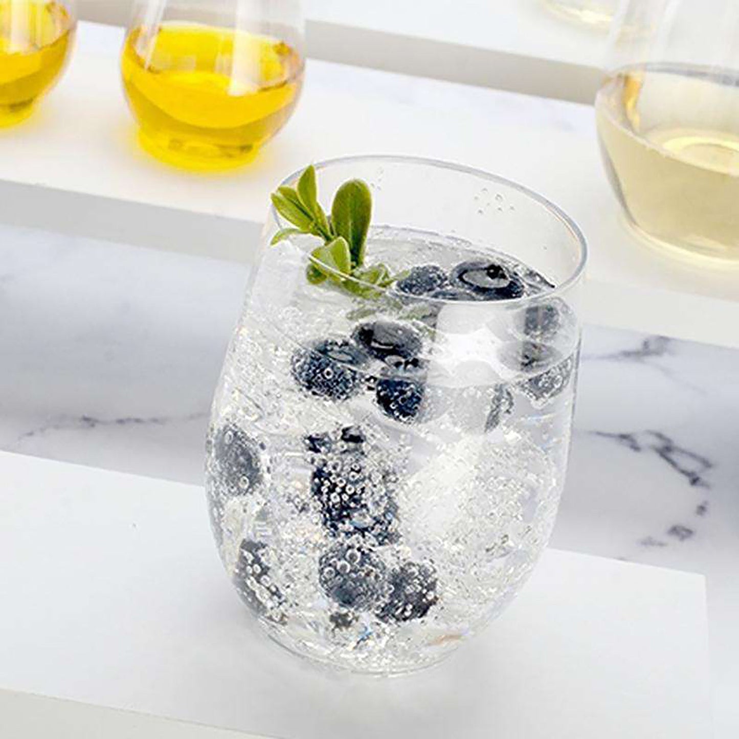 12 oz. Clear Elegant Stemless Disposable Plastic Wine Glasses