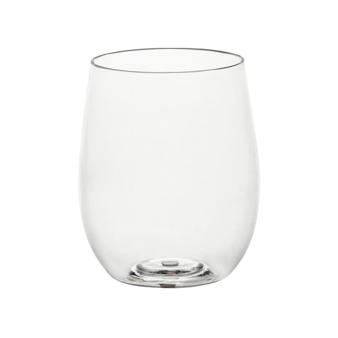 12 oz. Clear Elegant Stemless Disposable Plastic Wine Glasses