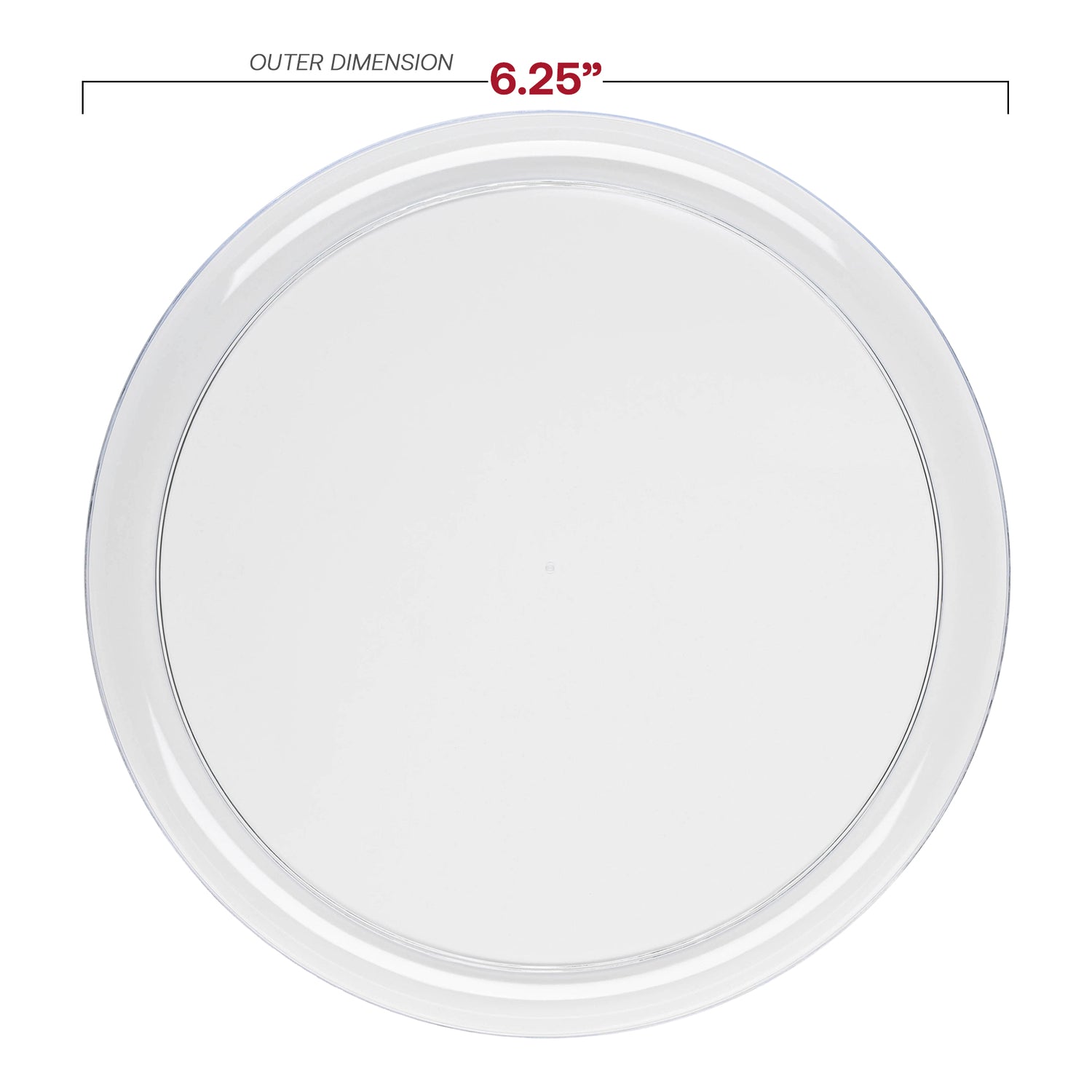 Clear Flat Round Disposable Plastic Pastry Plates (6.25") Dimension | The Kaya Collection