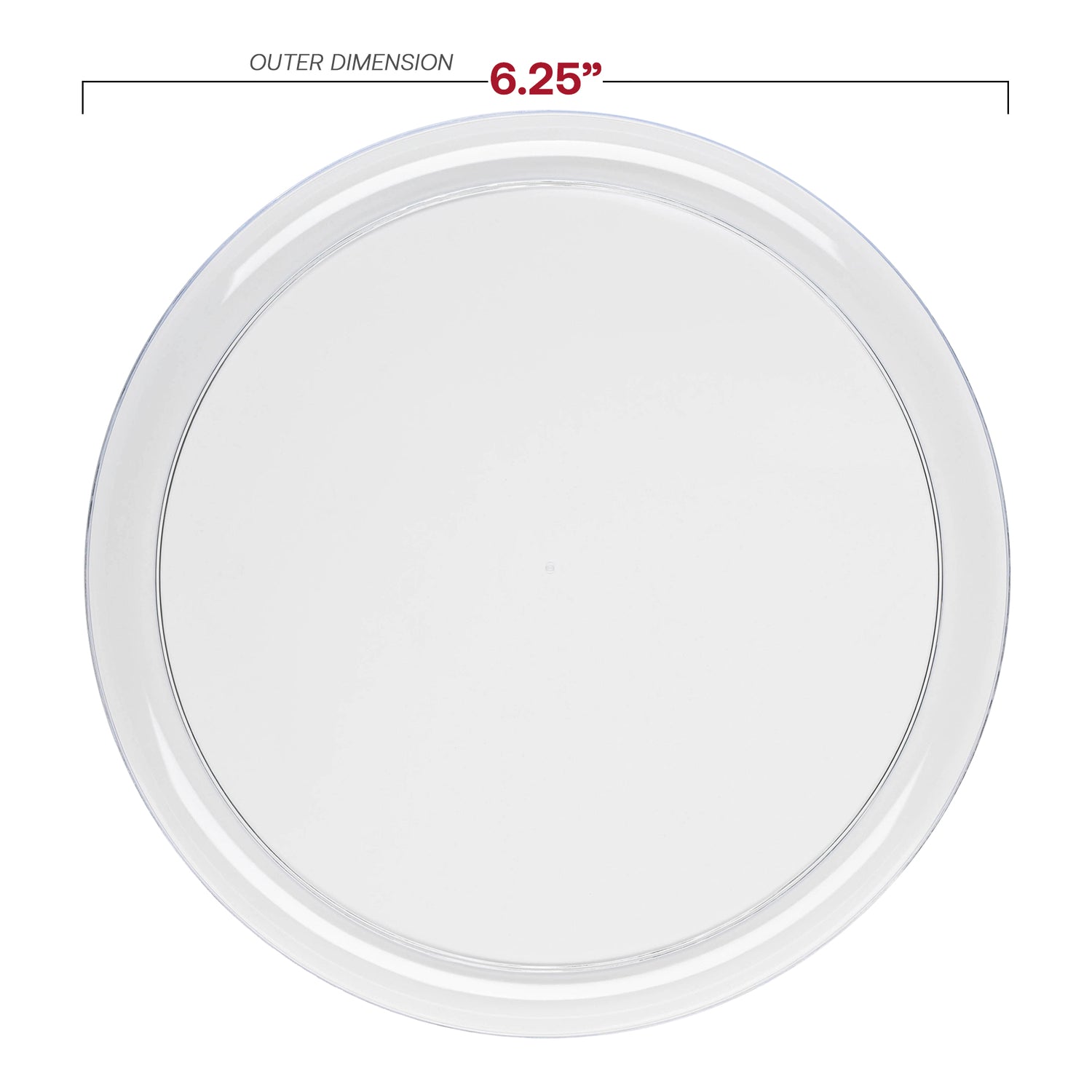 Clear Flat Round Disposable Plastic Pastry Plates (6.25") Dimension | The Kaya Collection