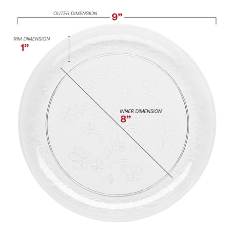 Clear Floral Round Plastic Buffet Plates (9