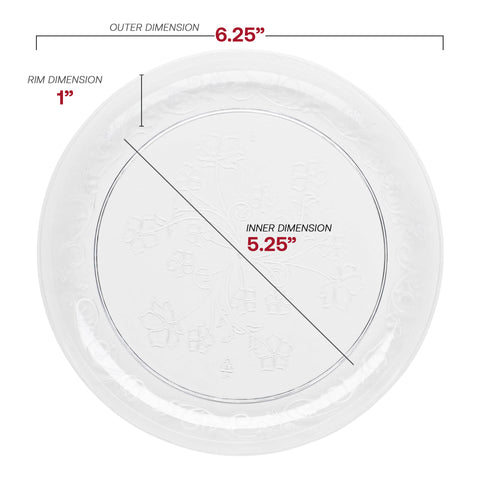 Clear Floral Round Plastic Pastry Plates (6.25