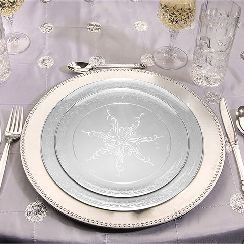 Clear Floral Round Plastic Buffet Plates (9