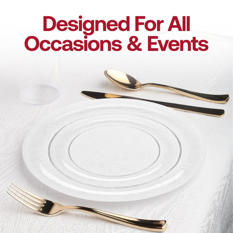 Clear Floral Round Plastic Buffet Plates (9